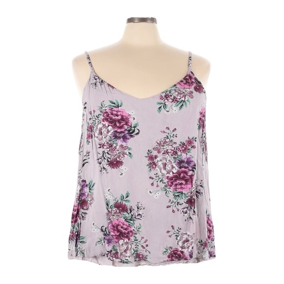 Torrid Camisole Size L NWT Purple Floral Print Swing Hem Tank Top Oversized - Picture 1 of 9